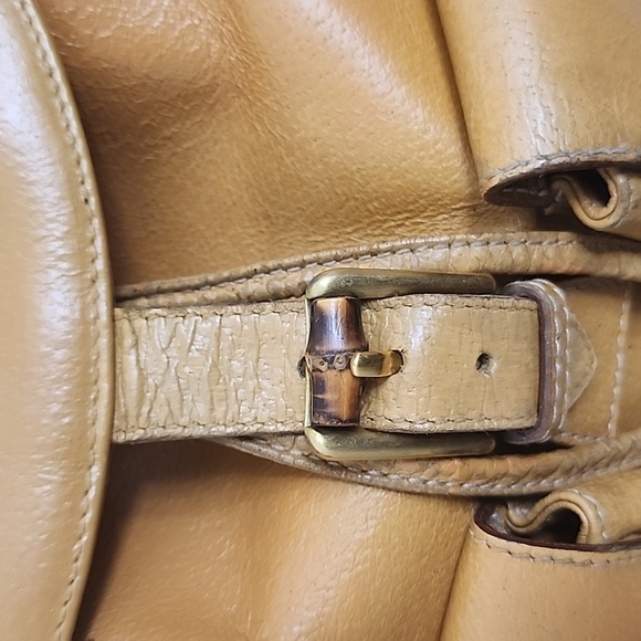 GUCCI Backpack Leather Mustard Yellow with Bamboo handle - Picture 7 of 16